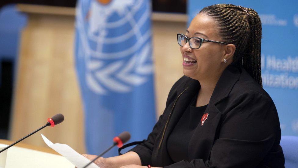 Victoria speaking at the World Health Organization