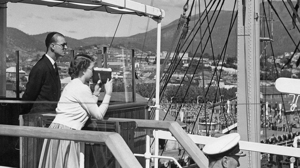 The Queen and Prince Philip on their tour to Australia in 1954