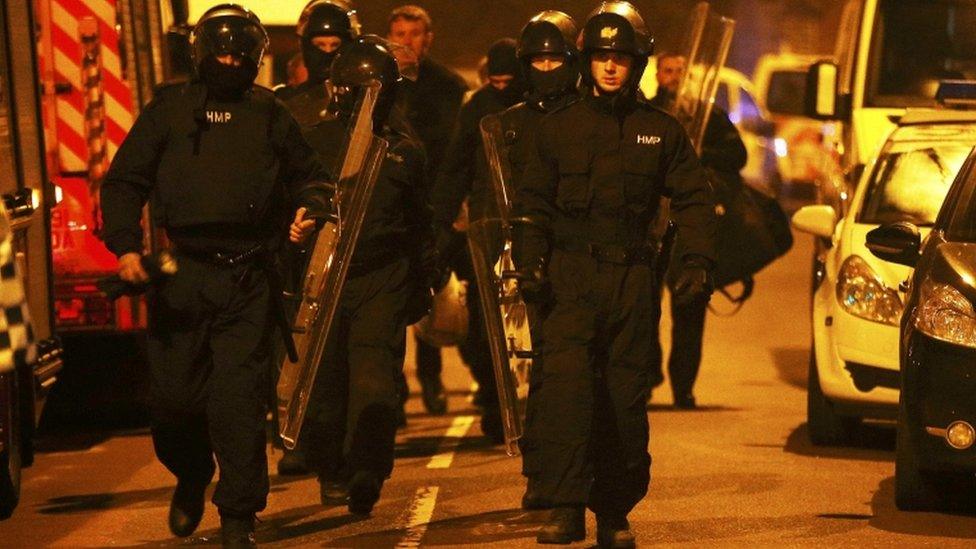 Police in riot gear in Birmingham