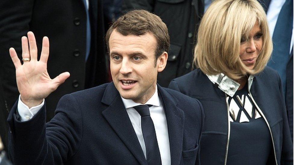 Emmanuel Macron and his wife Brigitte