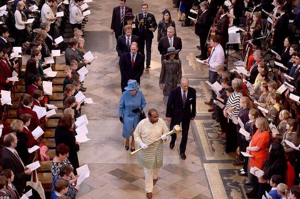 Kishva Ambigapathy leading the Commonwealth Day Service in Westminster Abbey in March 2016