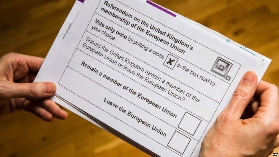 Ballot paper in 2016 EU referendum