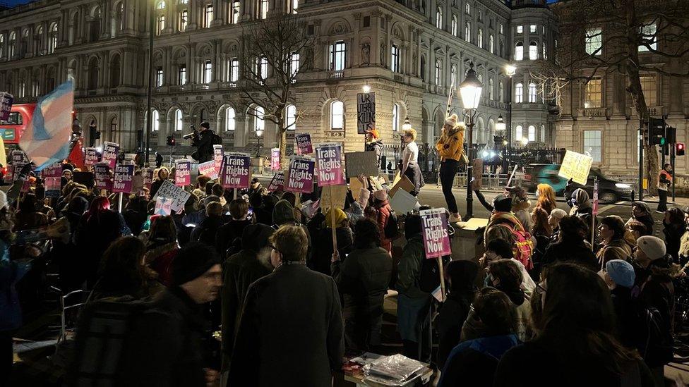 Protesters outside Downing Street