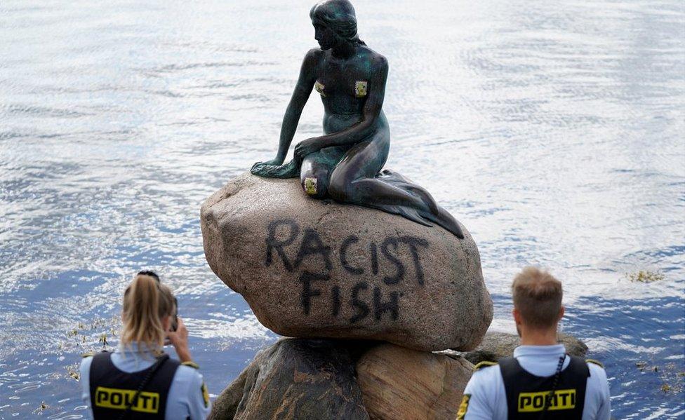 The vandalised Little Mermaid, 3 July 20