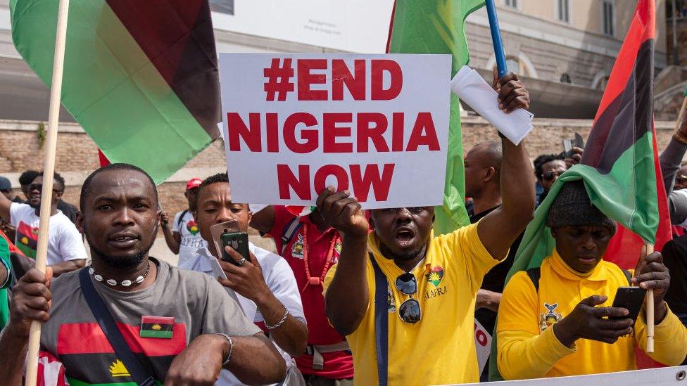 Ipob members protesting in Italy