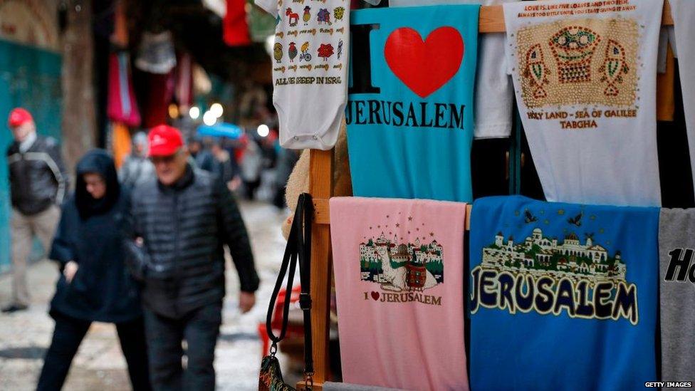 T-shirts saying I love Jerusalem