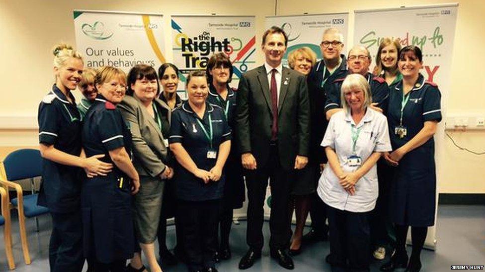 Not all NHS staff are angry with Jeremy Hunt: this picture was posted on his Twitter account