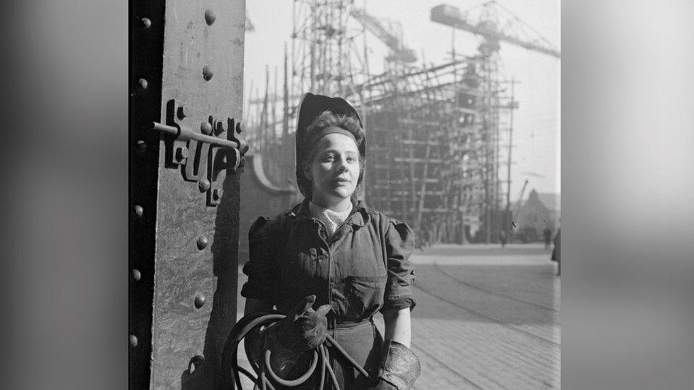 Unknown women worker at a Newcastle Shipyard