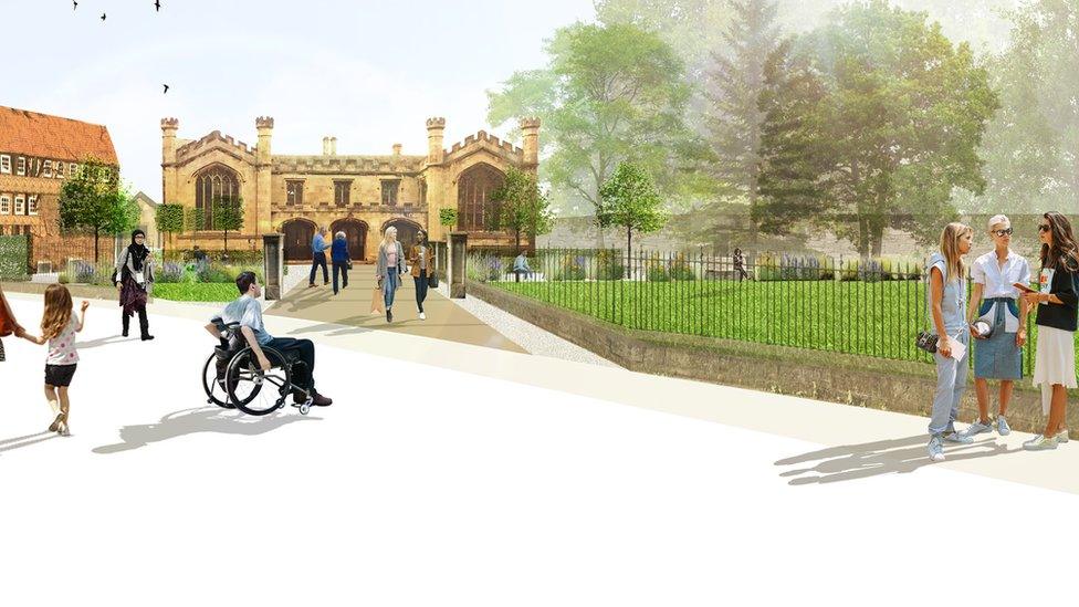 Artist impression of design of cafe and park