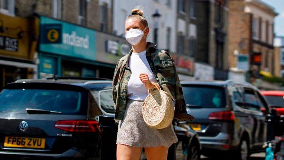 Shopper wearing a face mask