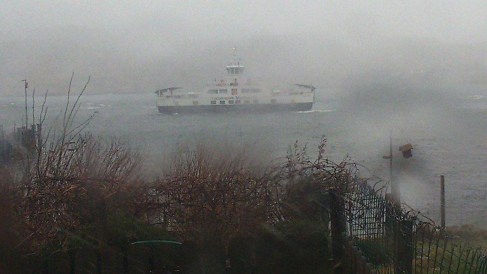 Ferry in storm