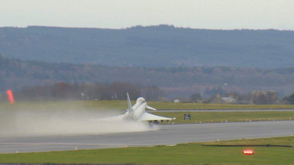 RAF Typhoon taking off from RAF Lossiemouth