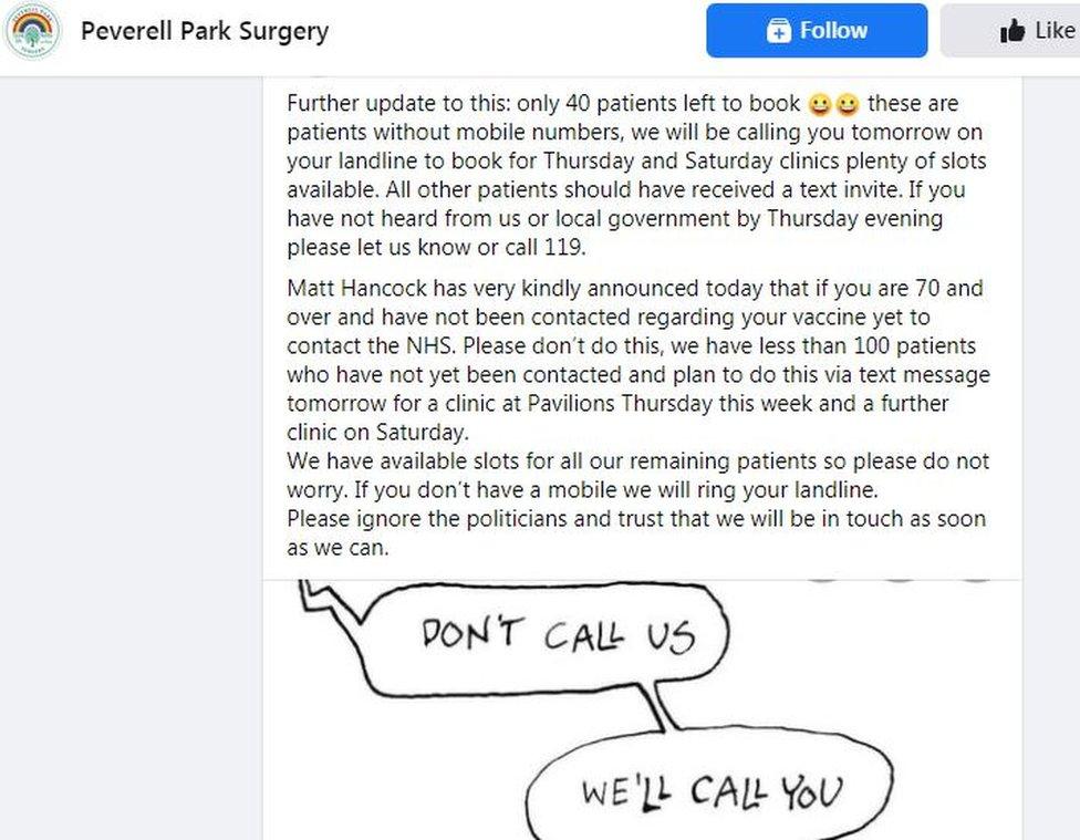 Peverell Park Surgery notice