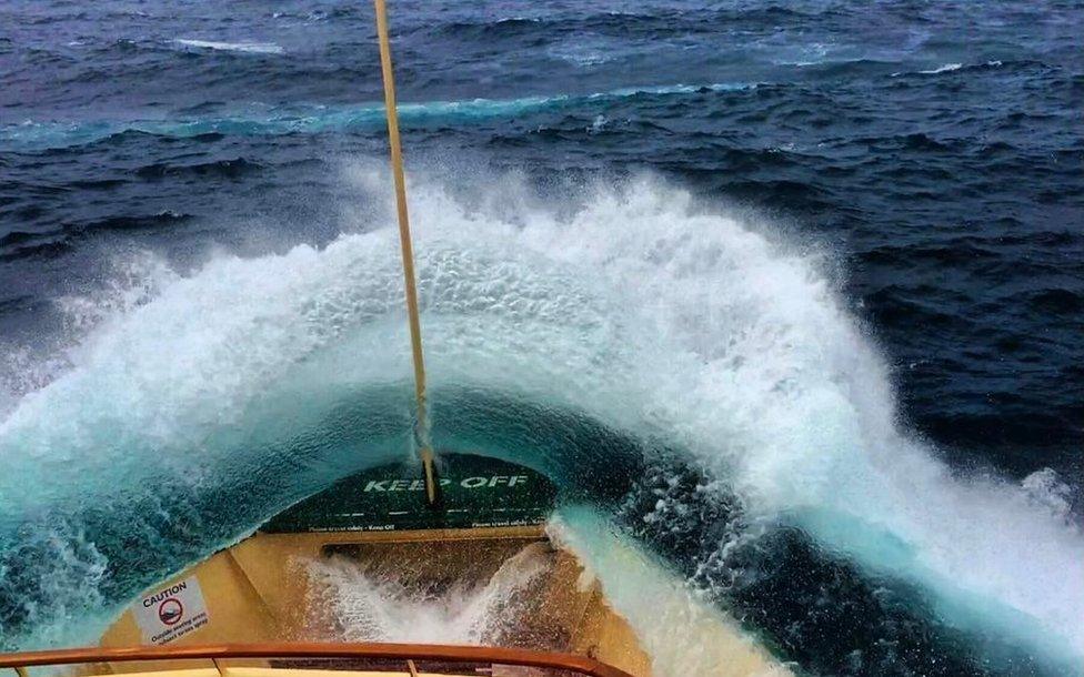 Picture of storm hitting a ferry near Sydney Harbour on 4 March 2017