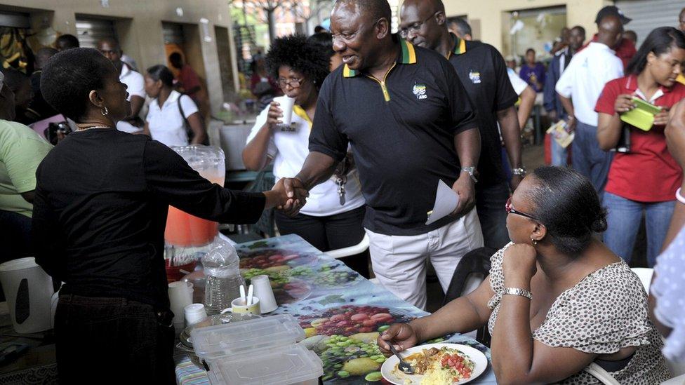 Cyril Ramaphosa meets informal traders on January 10, 2013, in Pietermaritzburg, South Africa