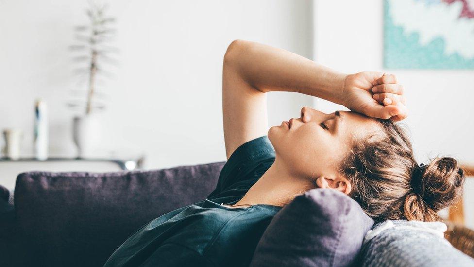 Woman on sofa