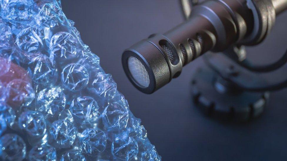 Bubble wrap near a microphone