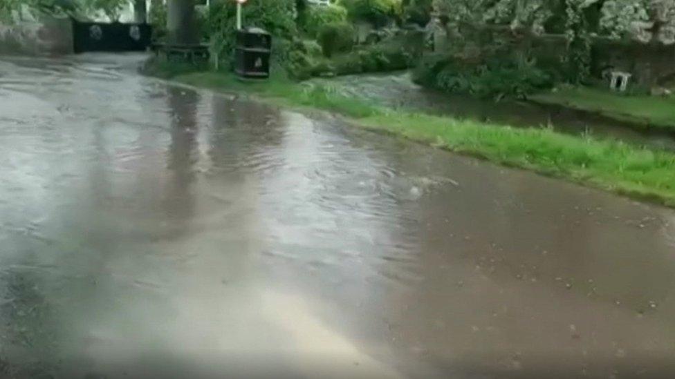 Flooding in the streets of Bishop Monkton