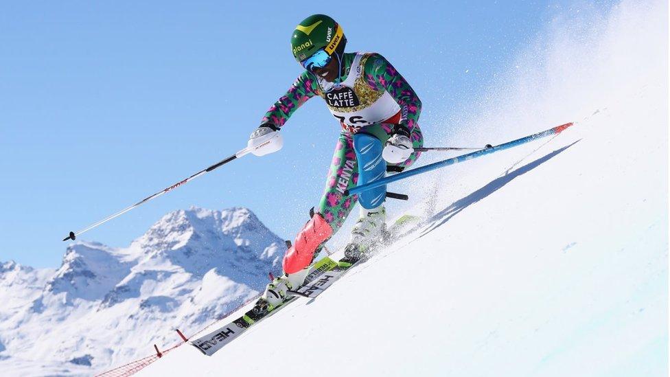 Sabrina Simader of Kenya competes in the Women's Slalom during the FIS Alpine World Ski Championships on February 18, 2017 in St Moritz,