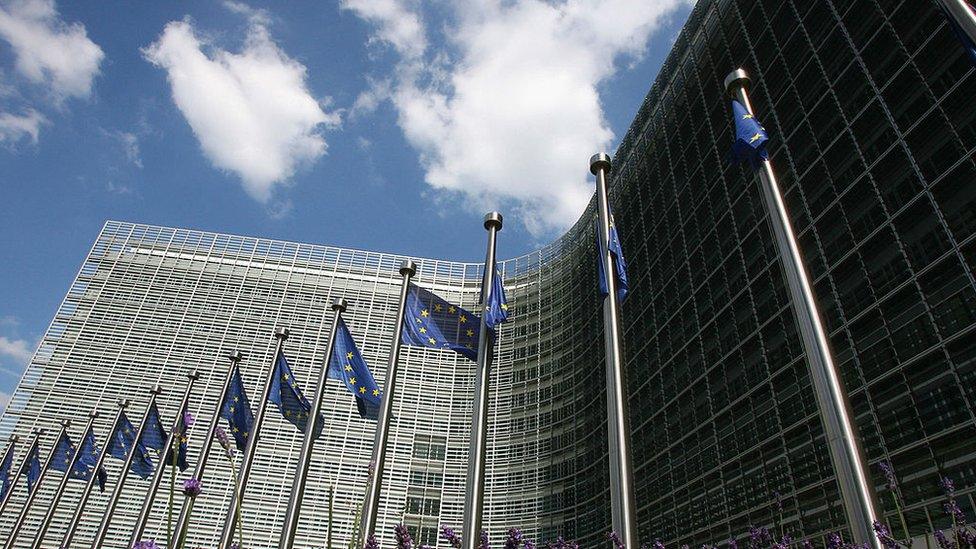 A view of the Berlaymont building, headquarters of the European Union Commission