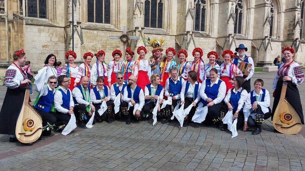 The Sunflowers Wales Dance Group in traditional dress