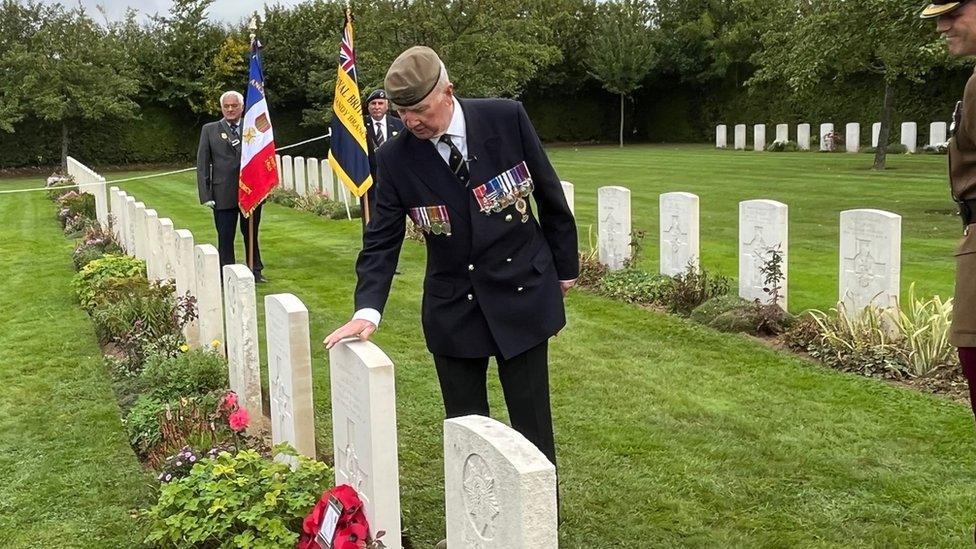 Mr Blyth at his father's grave