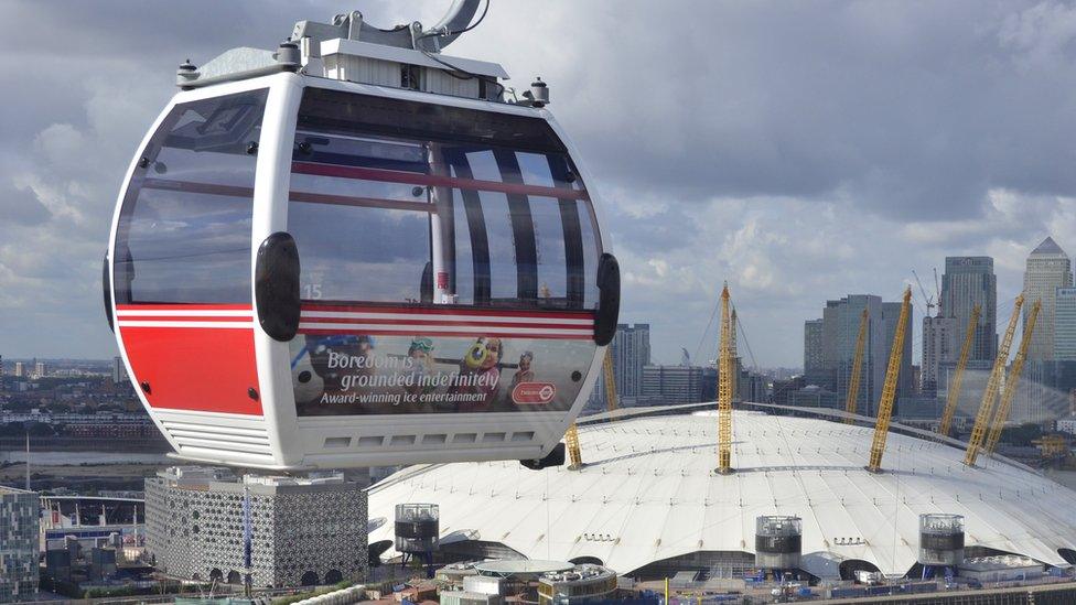 Cable cars over O2