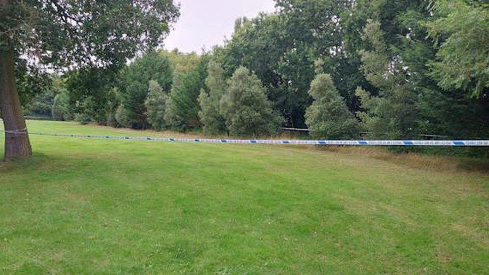 A field cordoned off near Halstead, Essex