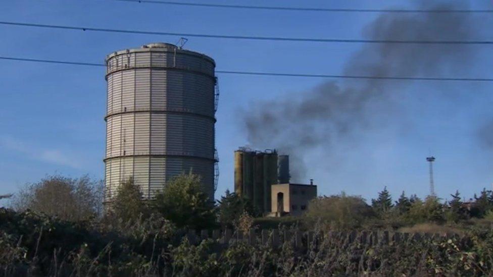 View of South Bank coke ovens as the fire is being contained