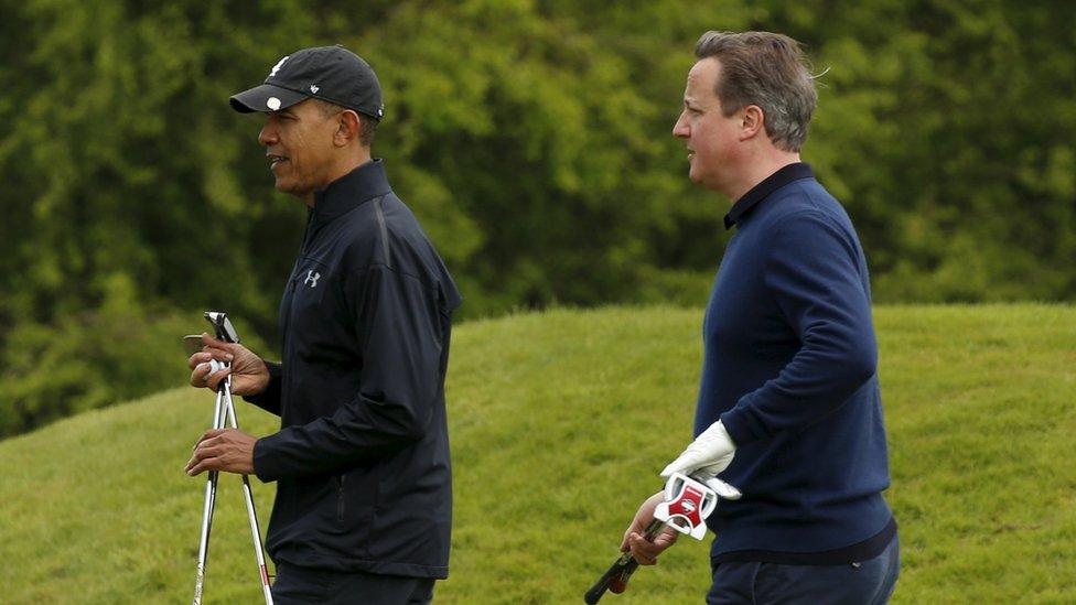 Obama and Cameron on golf course