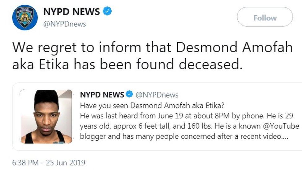 NYPD tweet