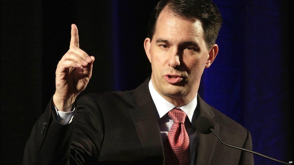 Wisconsin Governor Scott Walker speaks during the North Carolina Republican Party convention - 5 June 2015