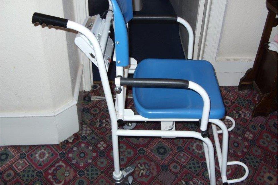 Weighing chair at the care home