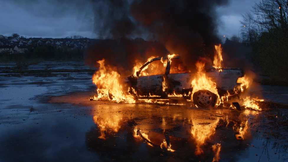 Photo of burning car