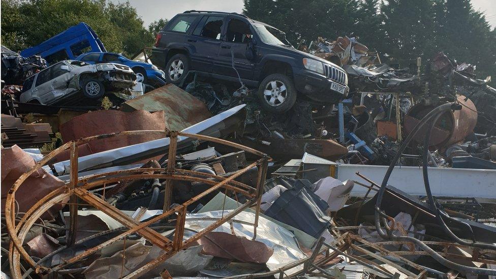 The illegal waste site near Wimborne in East Dorset