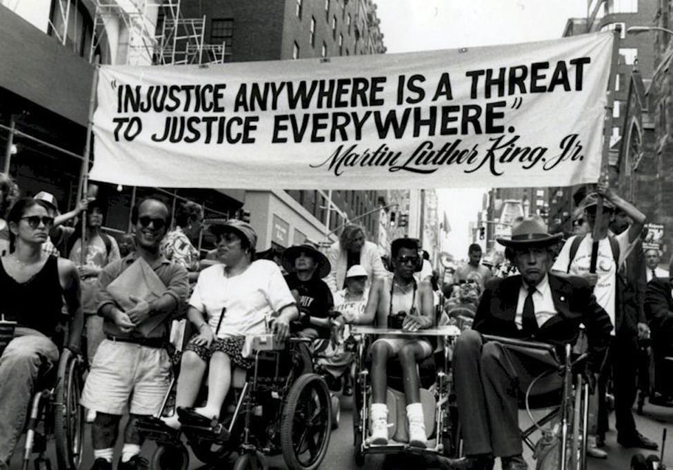 Judy Heumann demonstrating at a protest