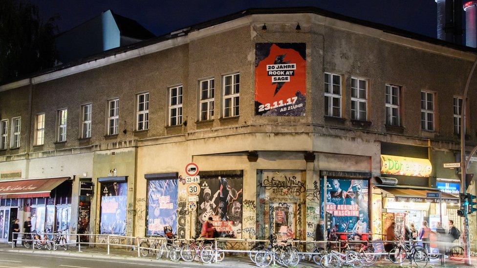 An outside view of the party location Sage Club, that hosts the Kit Kat Club in Berlin,.