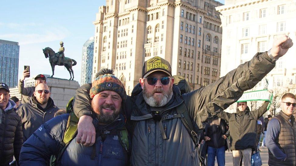 Tim Edwards (right) with comedian John May in Liverpool