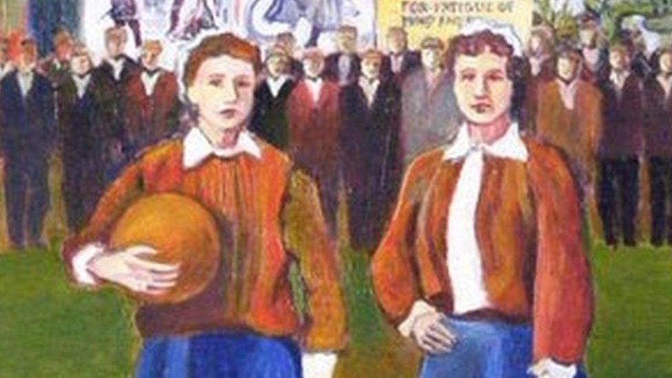 Painting of British Ladies Team players