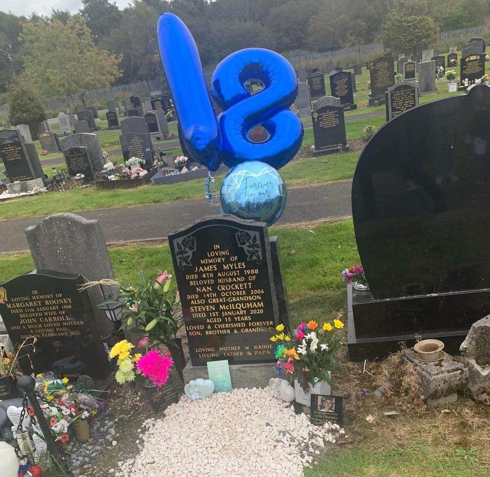 Steven's grave on his 18th birthday