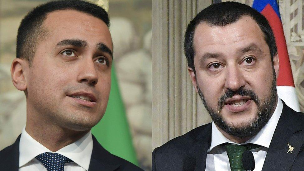 M5S leader Luigi Di Maio (L) and League's Matteo Salvini