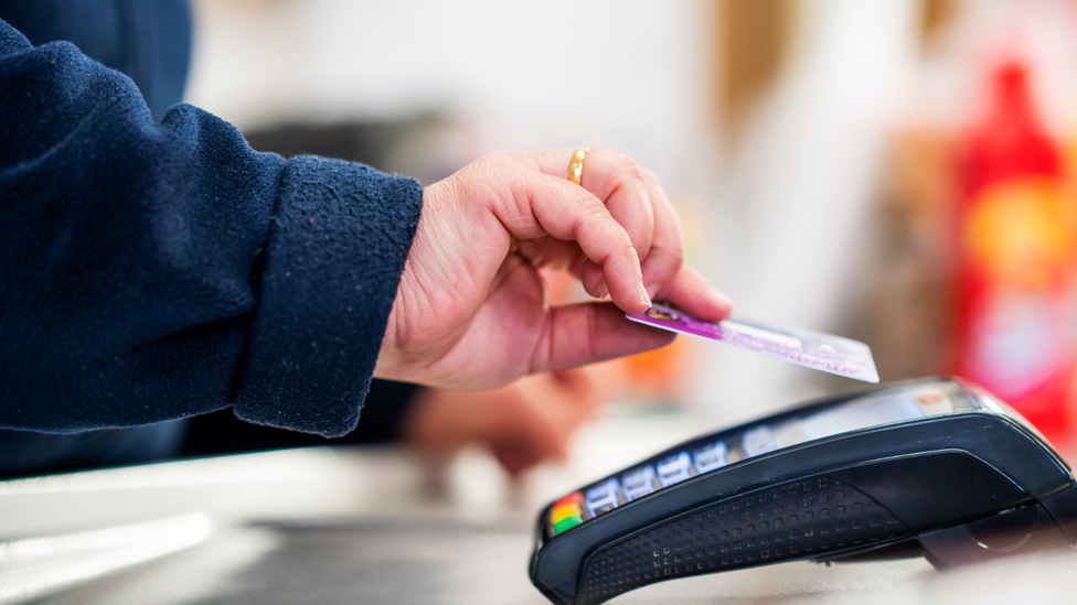 Shopper uses contactless