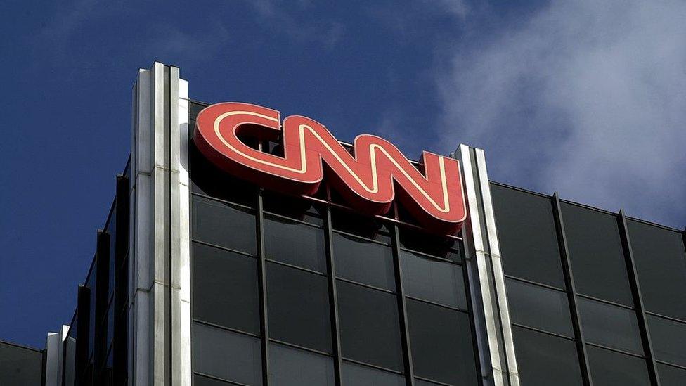 The CNN logo at the network's headquarters in Hollywood, California