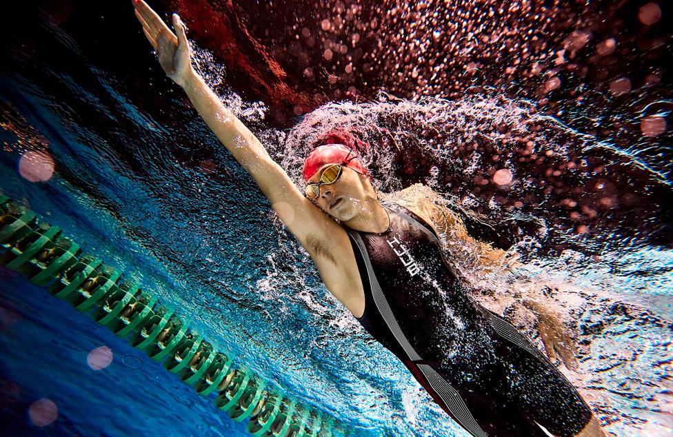 Professional swimmer Oliver Anson in action.