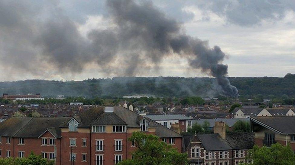 Fire over Cardiff