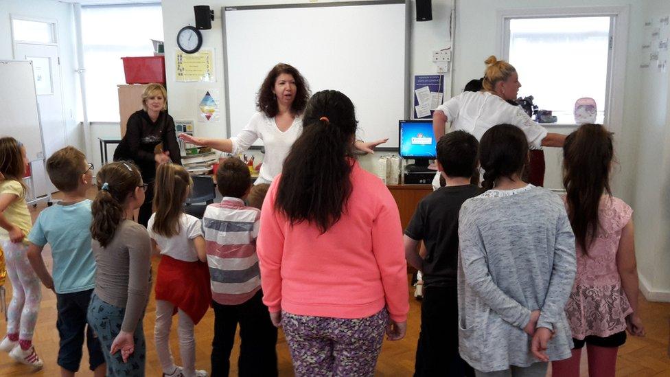 Children at Romanian school in London