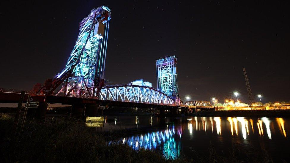 Illuminated Newport Bridge