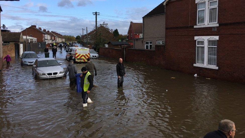 Rising water in Bentley, Doncaster