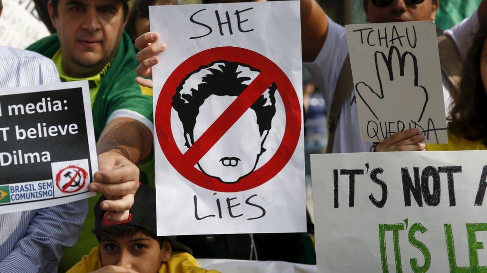 Anti-Rousseff protesters in New York