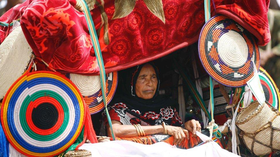 A woman in a traditional chair in Geneina, Darfur, Sudan - Saturday 2 April 2016